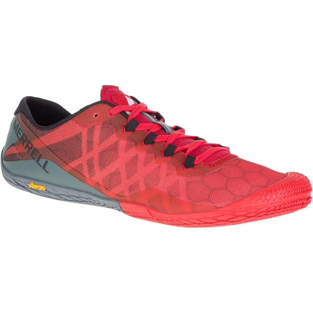 Merrell Vapor Glove 3 Mens 10.5 Red Black Barefoot Running Shoes J09677 Vibram